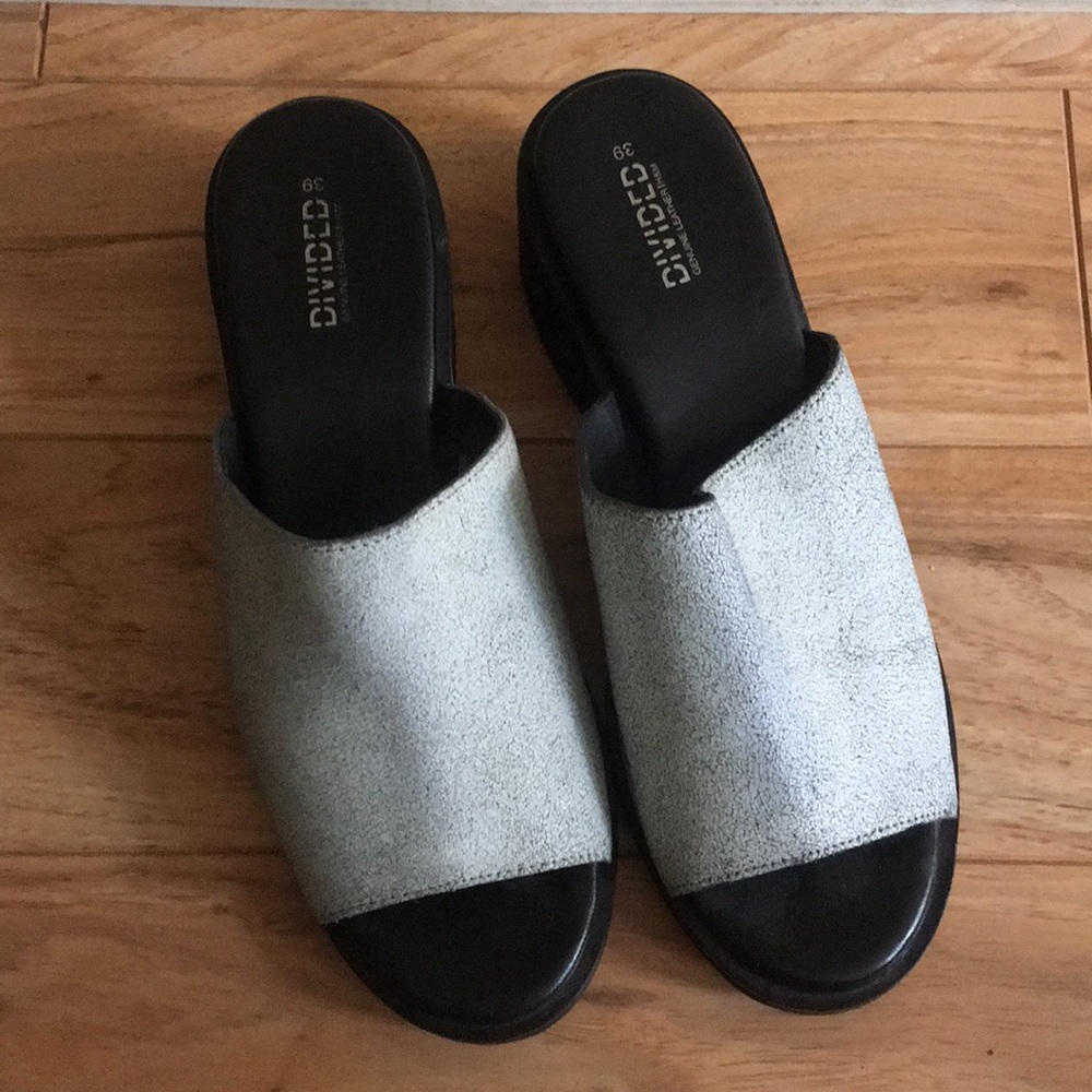 H&M Divided mules grey size 8 leather